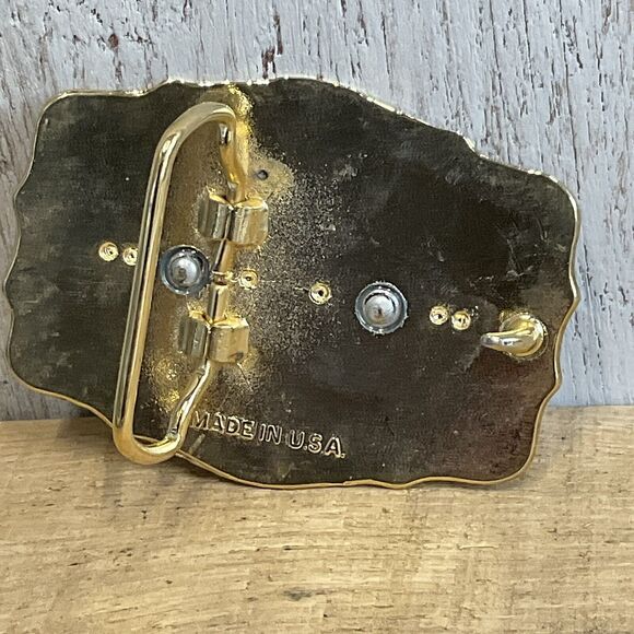 Soaring Eagle Belt Buckle Mens Western Patriotic Engraved Gold Tone - Picture 4 of 5